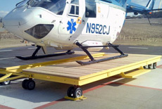 Helicopter on rolling dolly