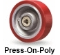 Heavy Duty Thick Tires bonded to Replaceable Rims pressed onto Heavy Duty Cast Iron Center
