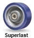 1" thick 95A polyurethane tread chemically bonded to forged steel center.